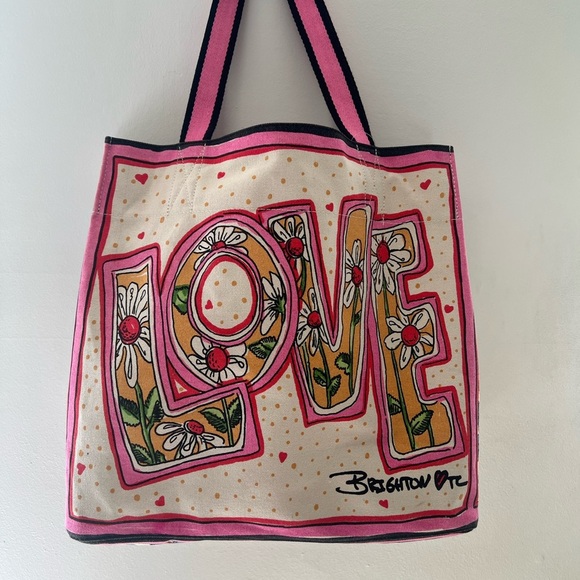 Brighton Pink and Gold Tote Bag with Love Design - Picture 4 of 13
